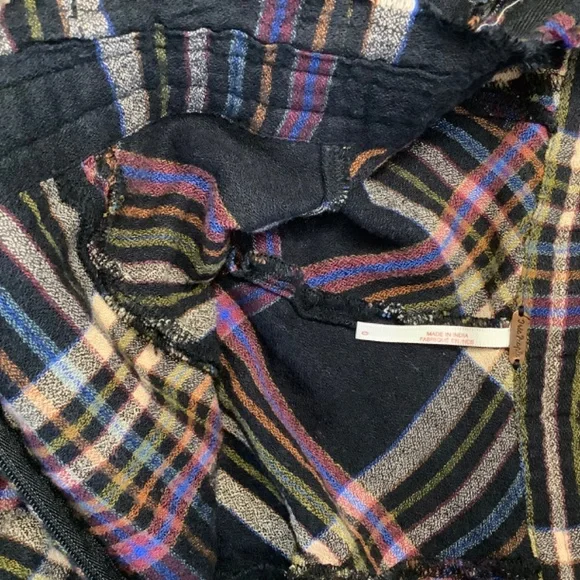 Free People Ombré Dip-dyed Plaid Maxi Skirt Frayed Hem Purple Red Black - Picture 7 of 7